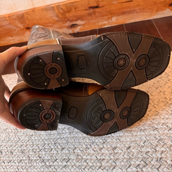 RockinLeather Men's Distressed Brown Narrow Square Toe Western Boot With Overlay - Picture 6 of 7